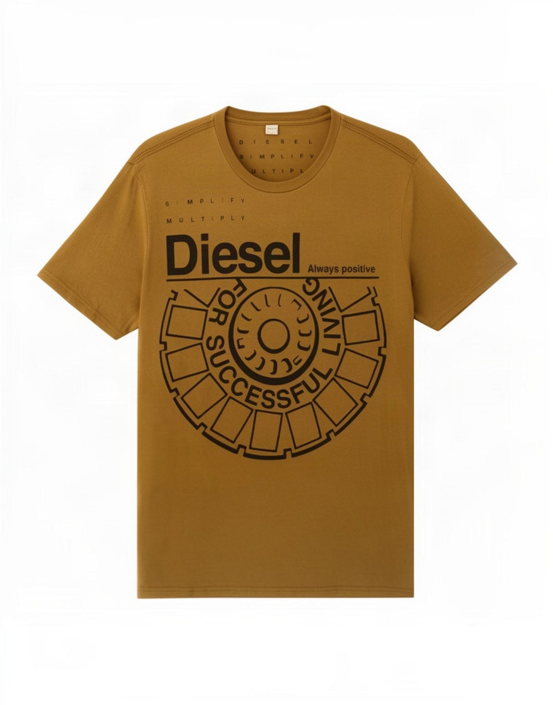 Diesel T-Shirt Graphique Homme Grand Coton Marron