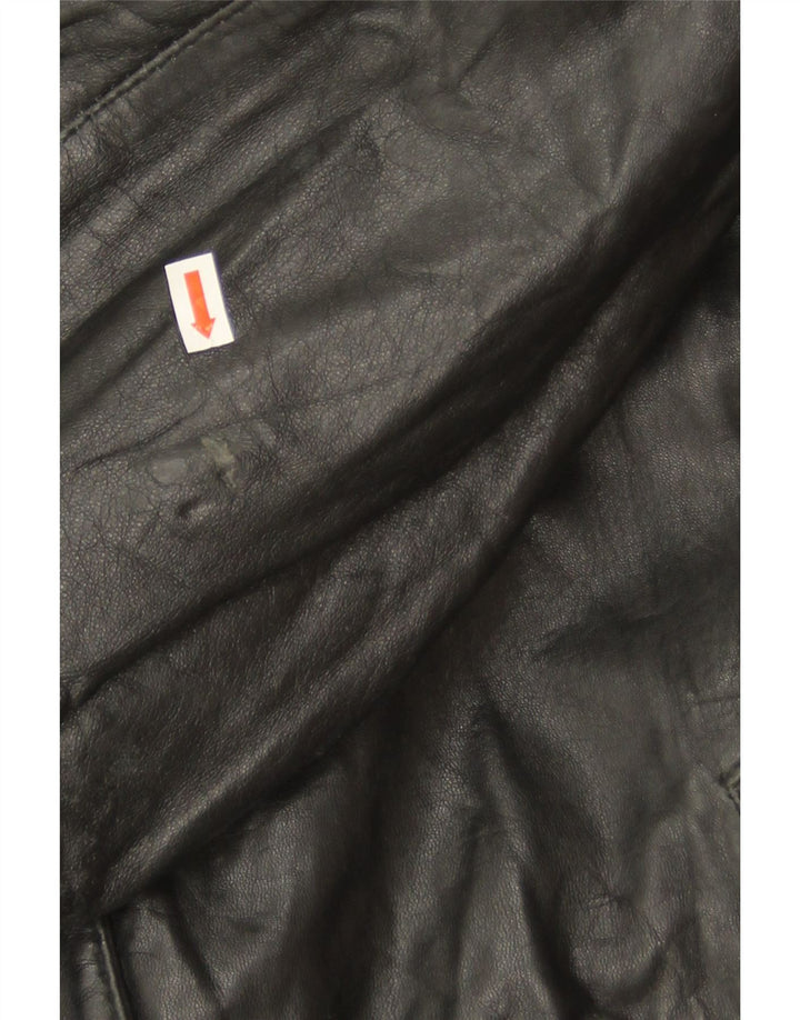 manteau en cuir surdimensionné femme vintage IT 46 Grand cuir noir