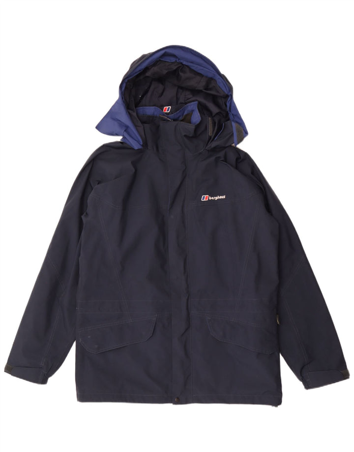 Berghaus Veste de pluie à capuche pour homme UK 38 Bleu marine moyen Polyester