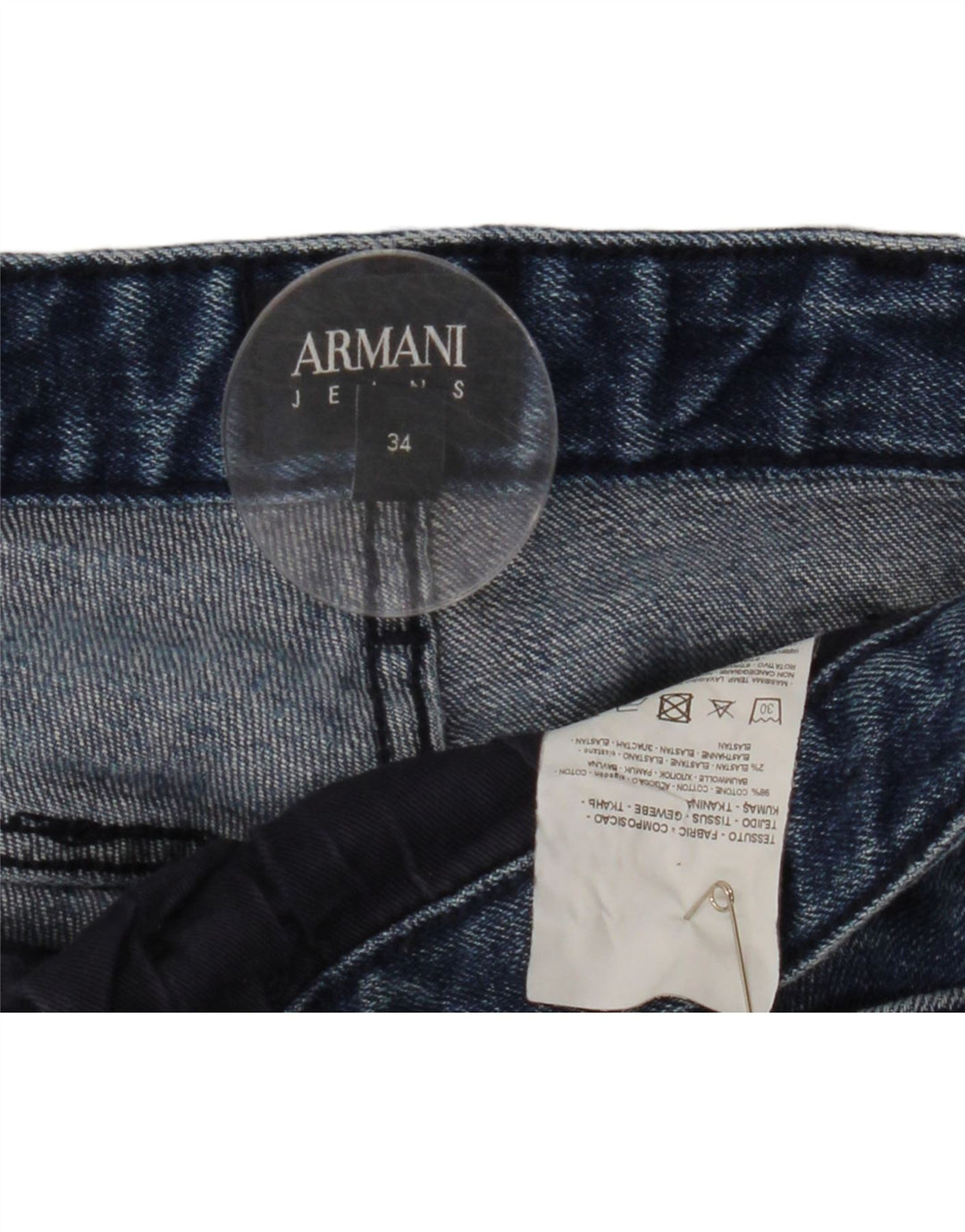 ARMANI Jean Slim Homme W34 L32 Bleu Coton