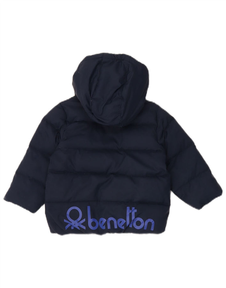 Benetton Veste matelassée à capuche graphique pour garçon 5-6 ans Bleu marine