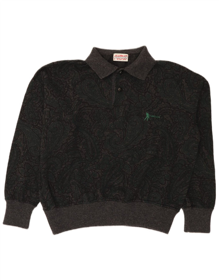 Pancaldi & B Pull col polo pour homme IT 48 Laine cachemire gris moyen