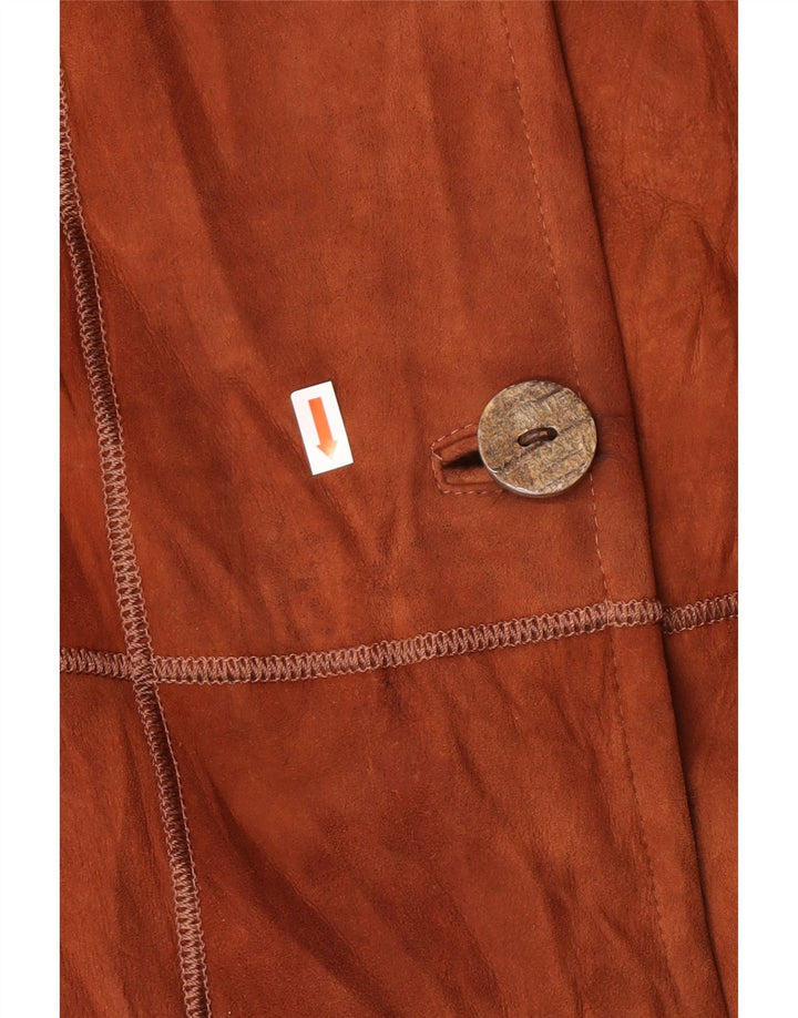 VINTAGE Manteau en peau de mouton pour femme IT 44 Cuir marron moyen