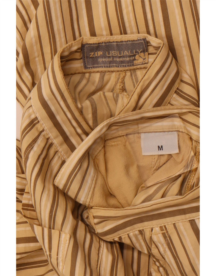 VINTAGE Short Chino Homme Moyen W32 Coton Rayé Beige