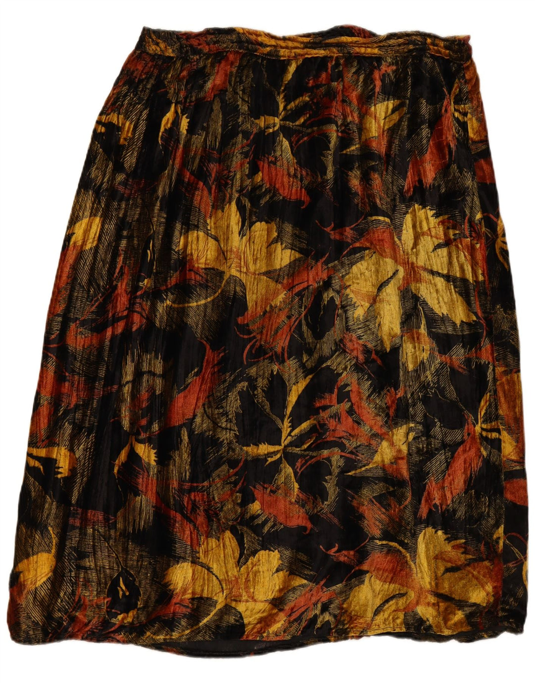 VINTAGE Jupe trapèze en velours pour femme W38 XL Rayonne florale noire