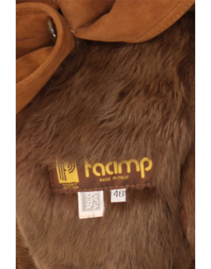 Manteau Shearling Femme Vintage IT 46 Grand Cuir Marron