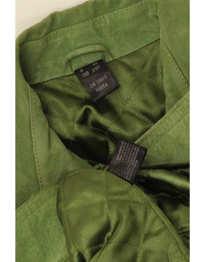 vintage Femmes 4 Boutons Blazer En Daim Veste UK 20 2XL Cuir Vert
