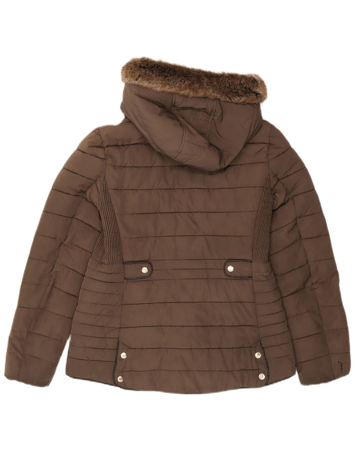Joules Veste matelassée à capuche pour femme UK 12 Marron moyen Polyester