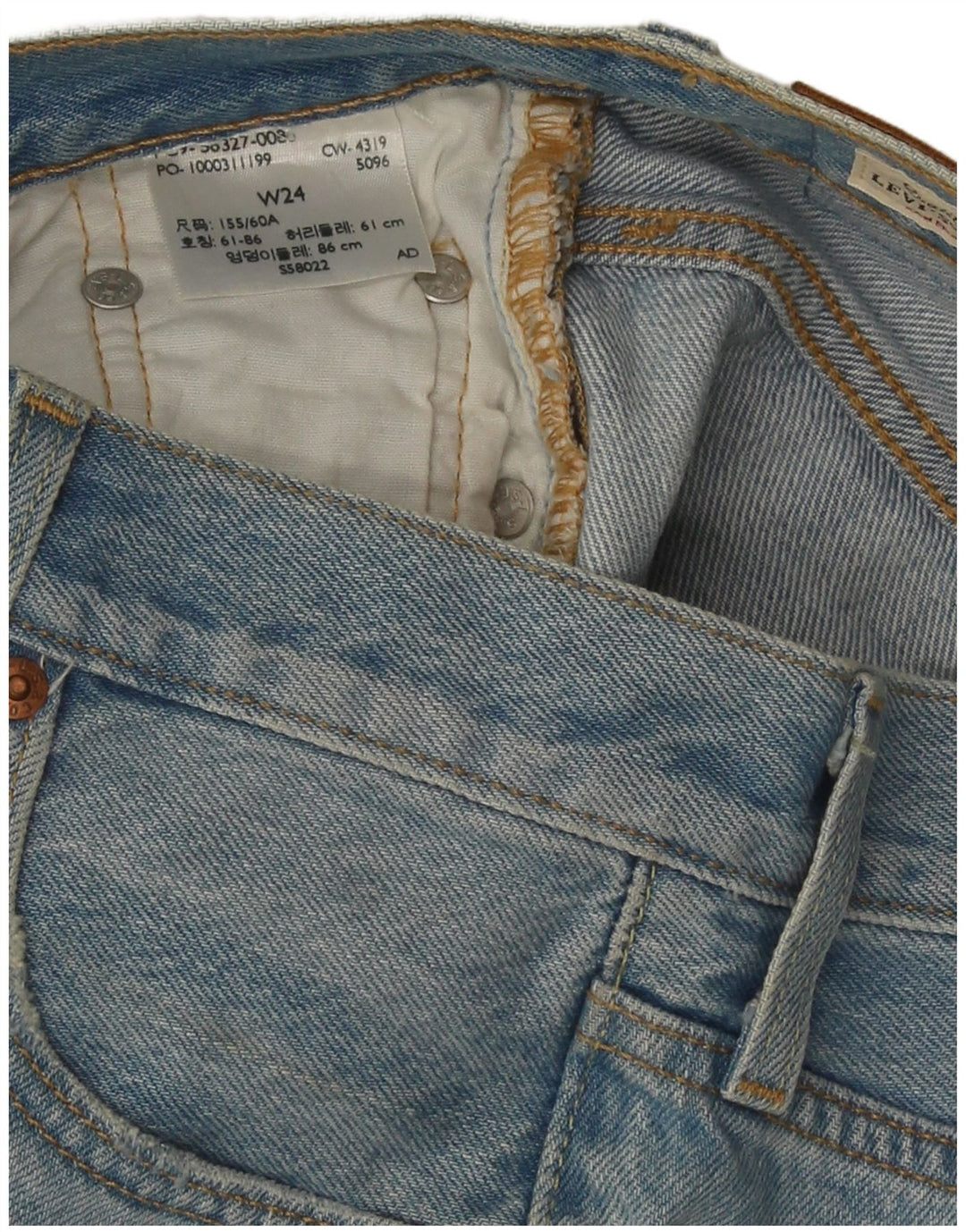 Levi's Short en Jean 501 Femme W24 XS Bleu