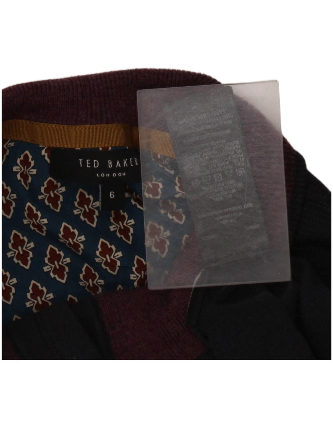 Ted Baker Pull à col boutonné pour homme Taille 6 2XL Bleu marine Laine