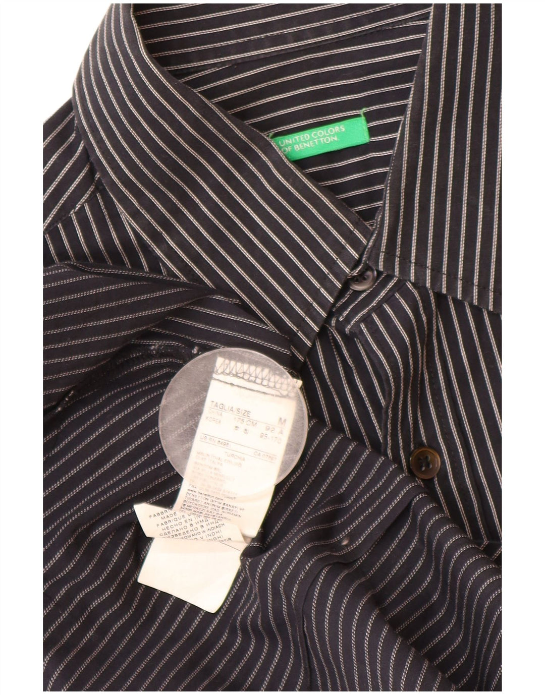 BENETTON Chemise Homme Coton à Fines Rayures Noir Moyen