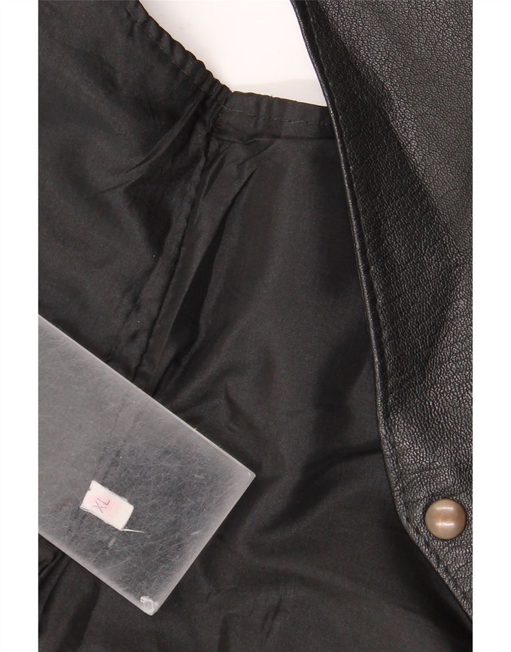 gilet en cuir homme vintage XL Noir
