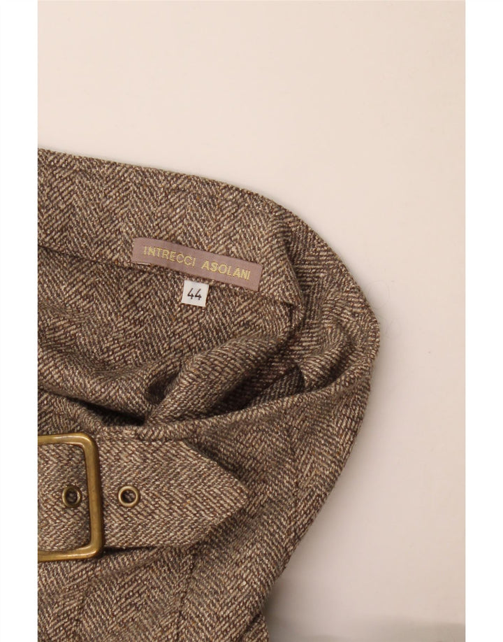 jupe portefeuille plissée femme vintage IT 44 Medium W30 Brown Herringbone