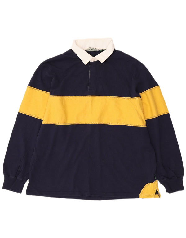 ORVIS Polo de rugby à manches longues pour homme XL en coton color block bleu marine