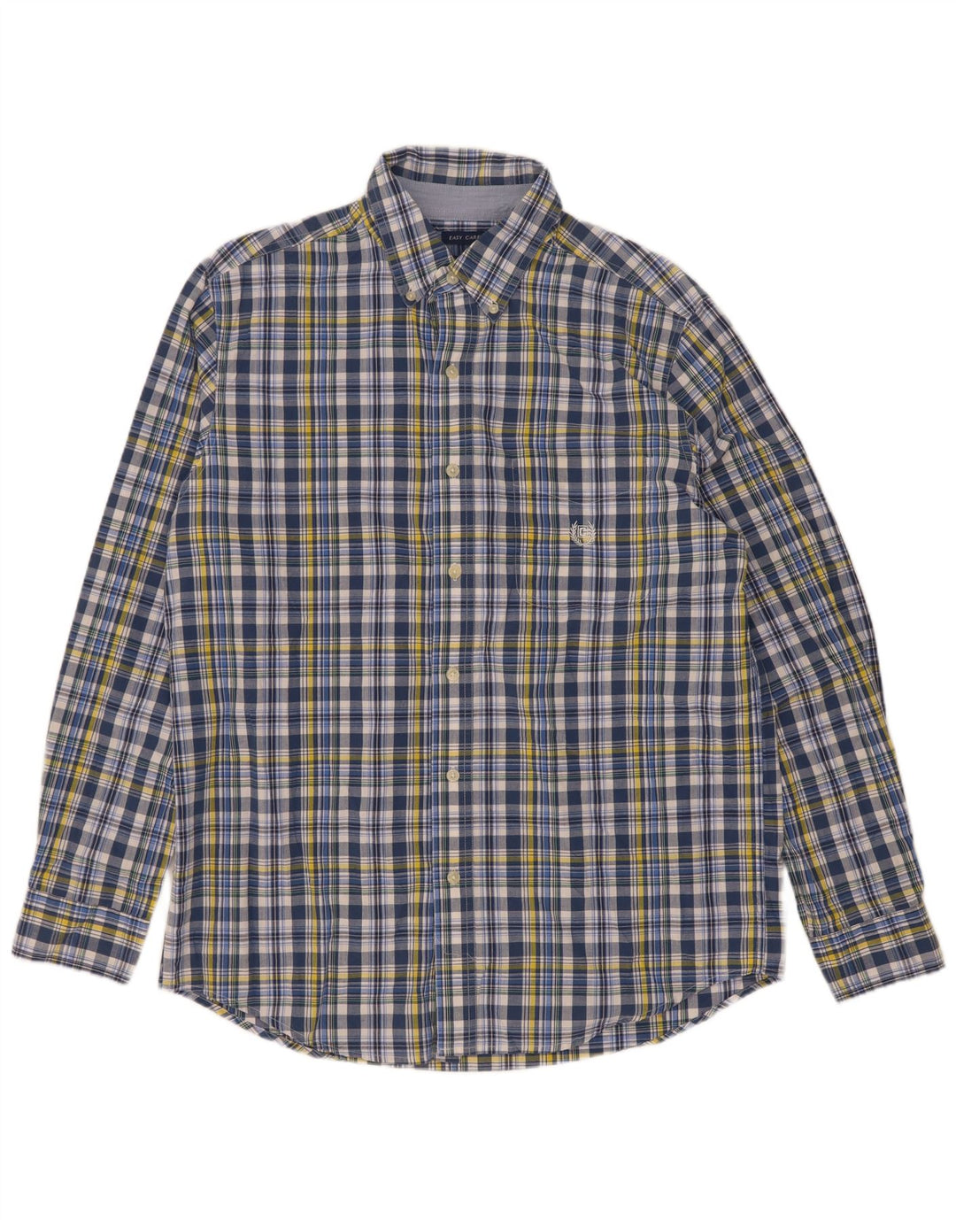 Chaps Chemise Easy Care Homme Bleu Moyen à Carreaux en Coton