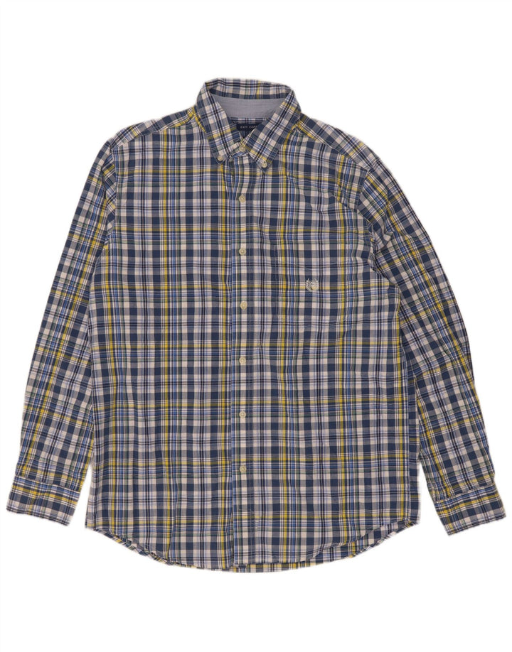 Chaps Chemise Easy Care Homme Bleu Moyen à Carreaux en Coton