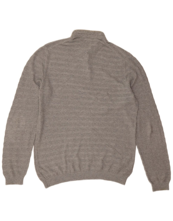 Massimo Dutti Pull col boutonné pour homme XL en coton rayé gris