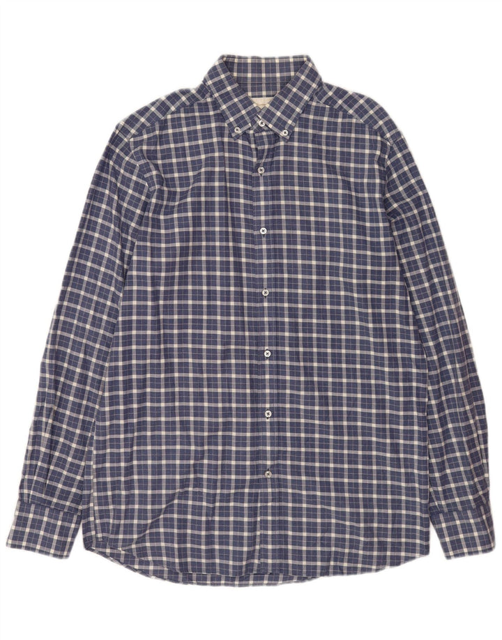 Massimo Dutti Chemise en Flanelle Homme Bleu Marine Moyen à Carreaux