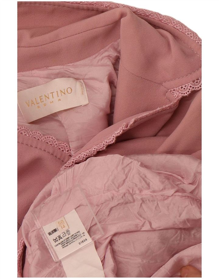 VALENTINO Veste Blazer 1 Bouton Femme UK 14 Laine Vierge Rose Moyen