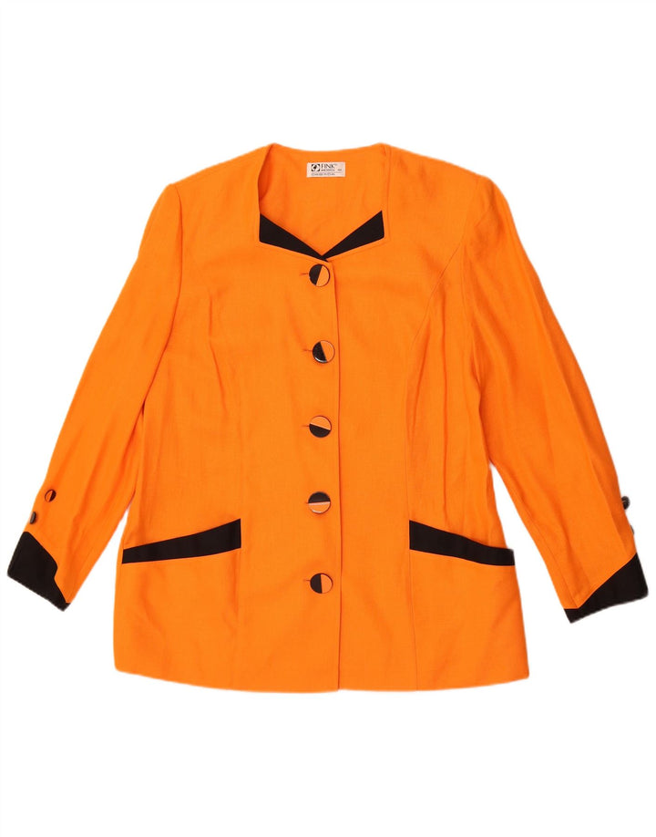 Fink Modell Veste blazer à 5 boutons pour femme UK 18 XL Orange Colourblock