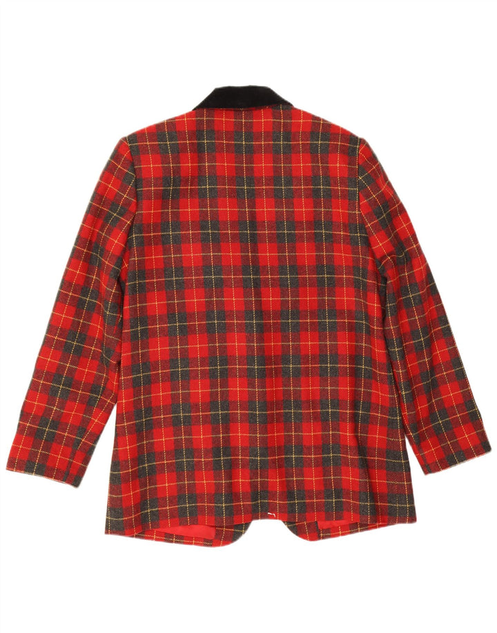 Sag Harbor Veste blazer à 1 bouton pour femme US 8 en laine à carreaux rouge moyen