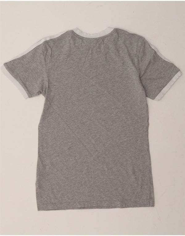 Adidas T-Shirt Femme Top UK 8 Petit Gris Moucheté Coton