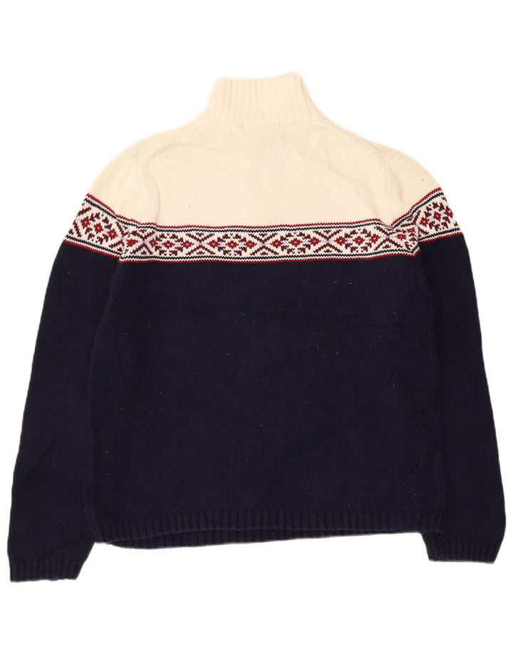EDDIE BAUER Pull à col zippé pour femme UK 14 Bleu marine moyen