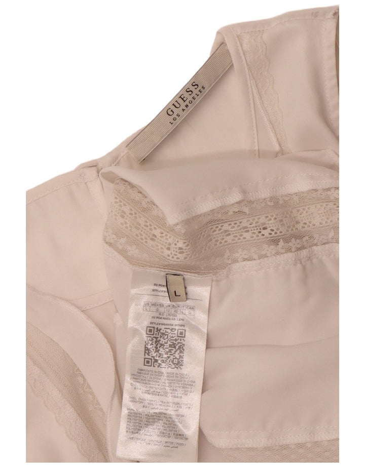 GUESS Womens Sleeveless Blouse Top UK 14 Large White Polyester