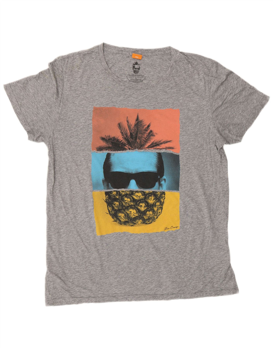 HUGO BOSS Hommes Graphic T-Shirt Top 2XL Gris Moucheté