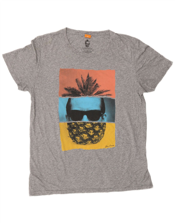 HUGO BOSS Hommes Graphic T-Shirt Top 2XL Gris Moucheté