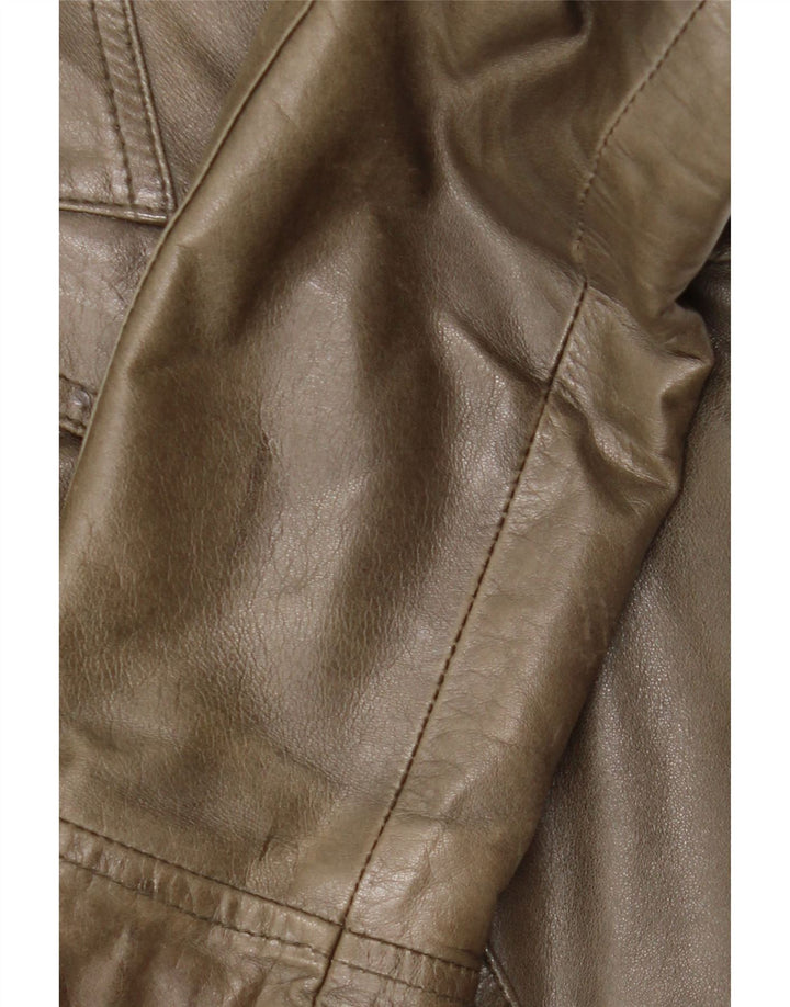 Veste en cuir femme vintage IT 42 Cuir kaki moyen