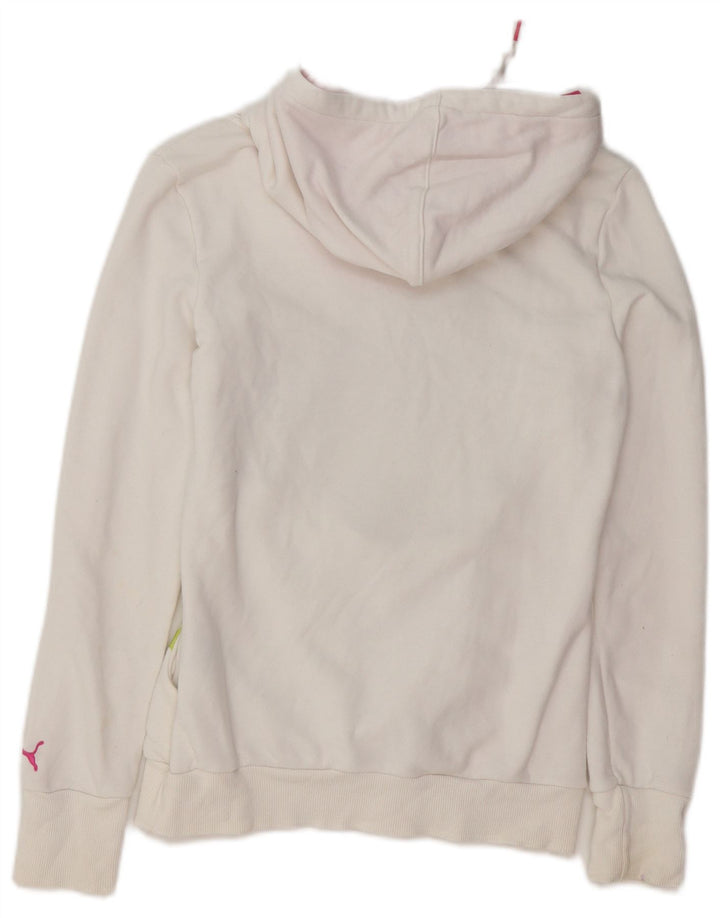 PUMA Pull à capuche graphique pour femme UK 8 Small Blanc Coton