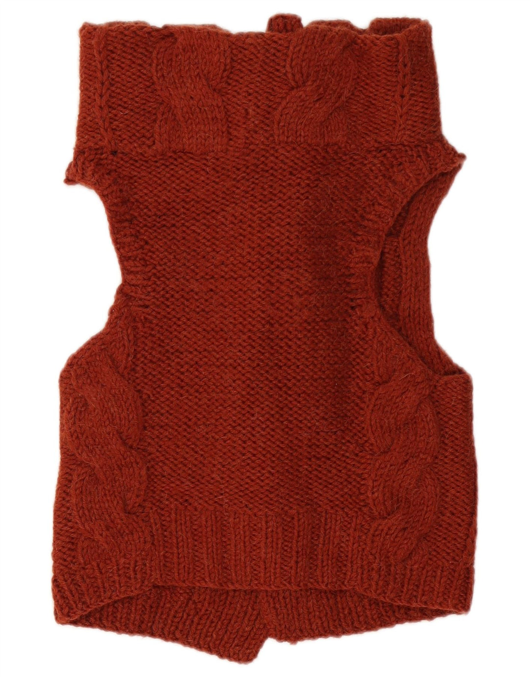 VINTAGE Pull cardigan sans manches femme UK 12 Marron moyen