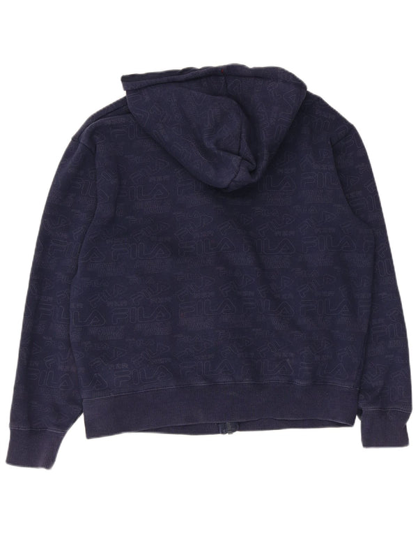 Fila Pull à capuche zippé graphique pour femme UK 14 Bleu marine moyen Coton