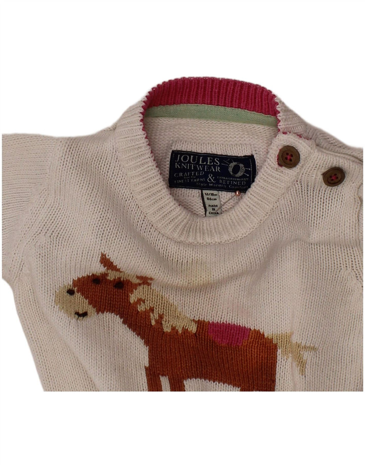 JOULES Pull col bateau pour bébé fille 12-18 mois Blanc imprimé animal