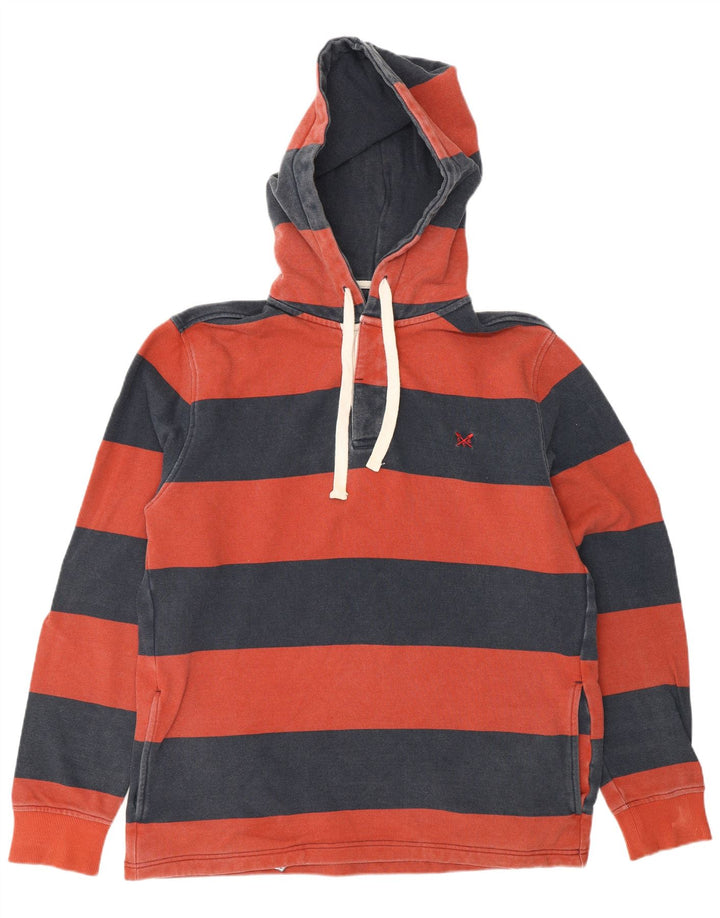 CREW CLOTHING Pull à capuche pour homme en coton rayé rouge moyen