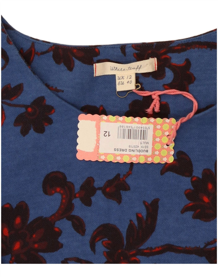 WHITE STUFF Robe fourreau à manches 3/4 pour femme UK 12 Bleu moyen floral