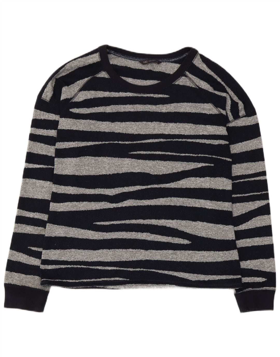 Marks & Spencer Haut à manches longues pour femme UK 12 Bleu marine moyen rayé