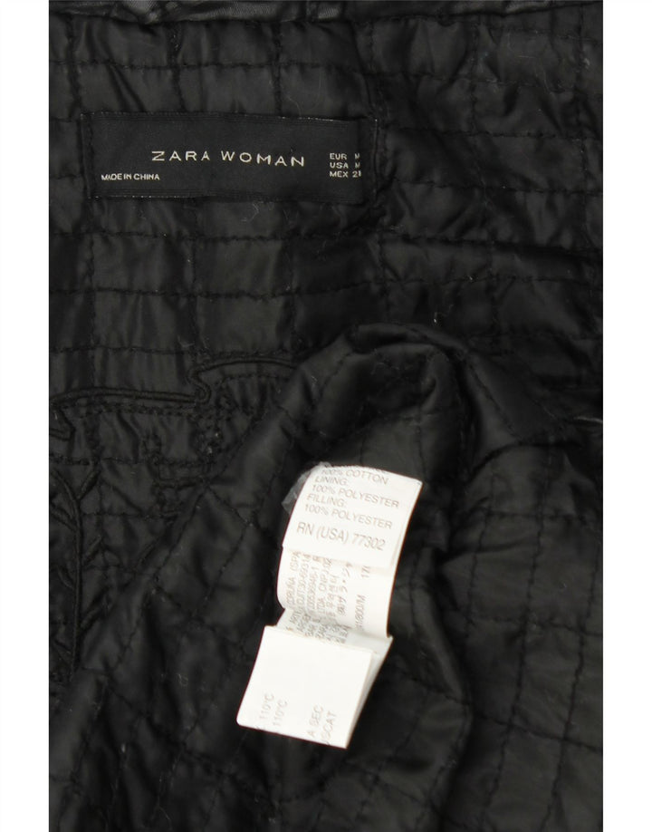 Zara Veste utilitaire surdimensionnée à capuche pour femme UK 14 Polyester noir moyen
