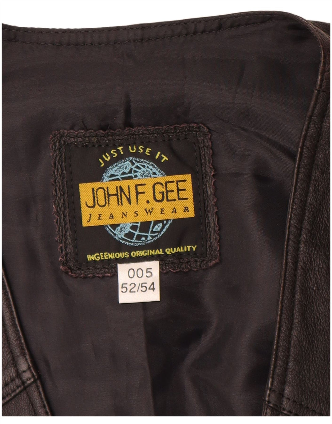 John F Gee Gilet en cuir pour homme EU 52/44 Large Noir