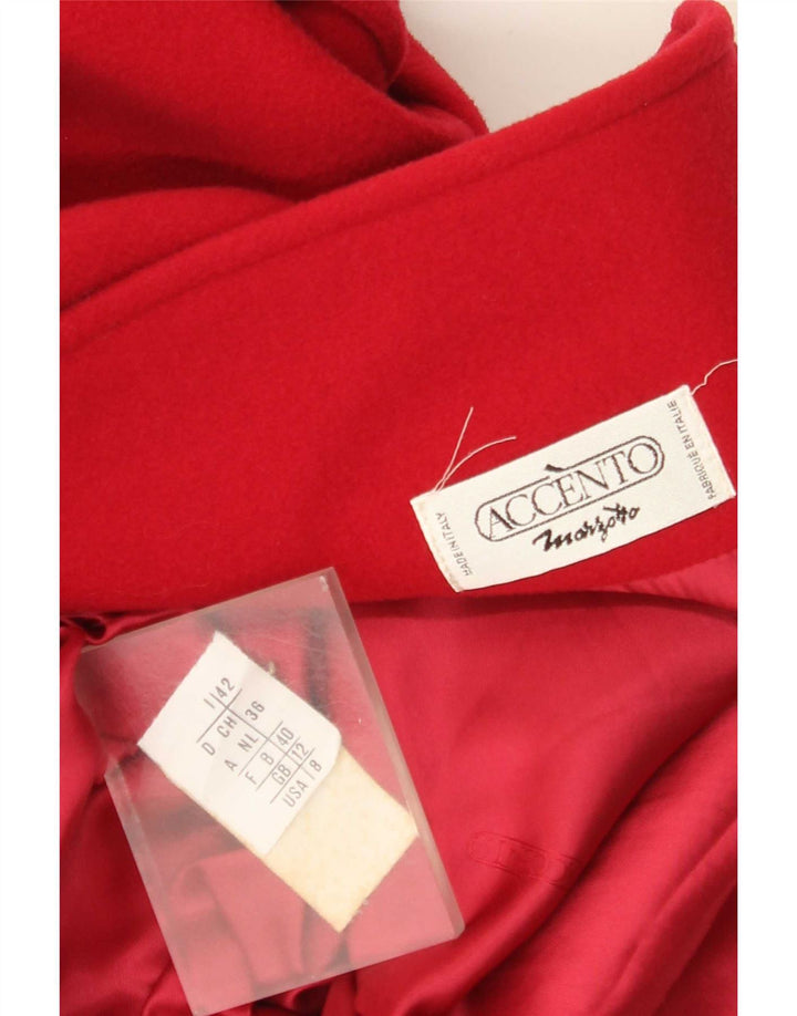 Marzotto Manteau Double Boutonnage Femme UK 12 Laine Rouge Moyen