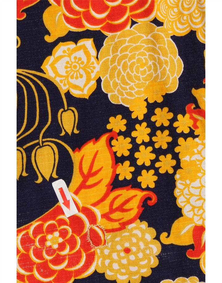 vintage Femmes Mini Jupe Portefeuille W30 Moyen Jaune Floral Rétro
