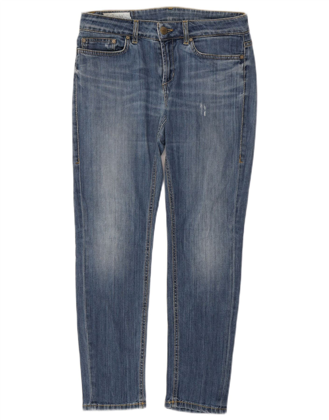 DONDUP Femme Jean Slim Effet Déchiré W29 L27 Bleu Coton