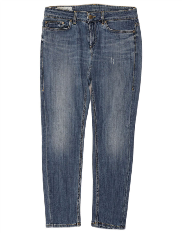 DONDUP Femme Jean Slim Effet Déchiré W29 L27 Bleu Coton