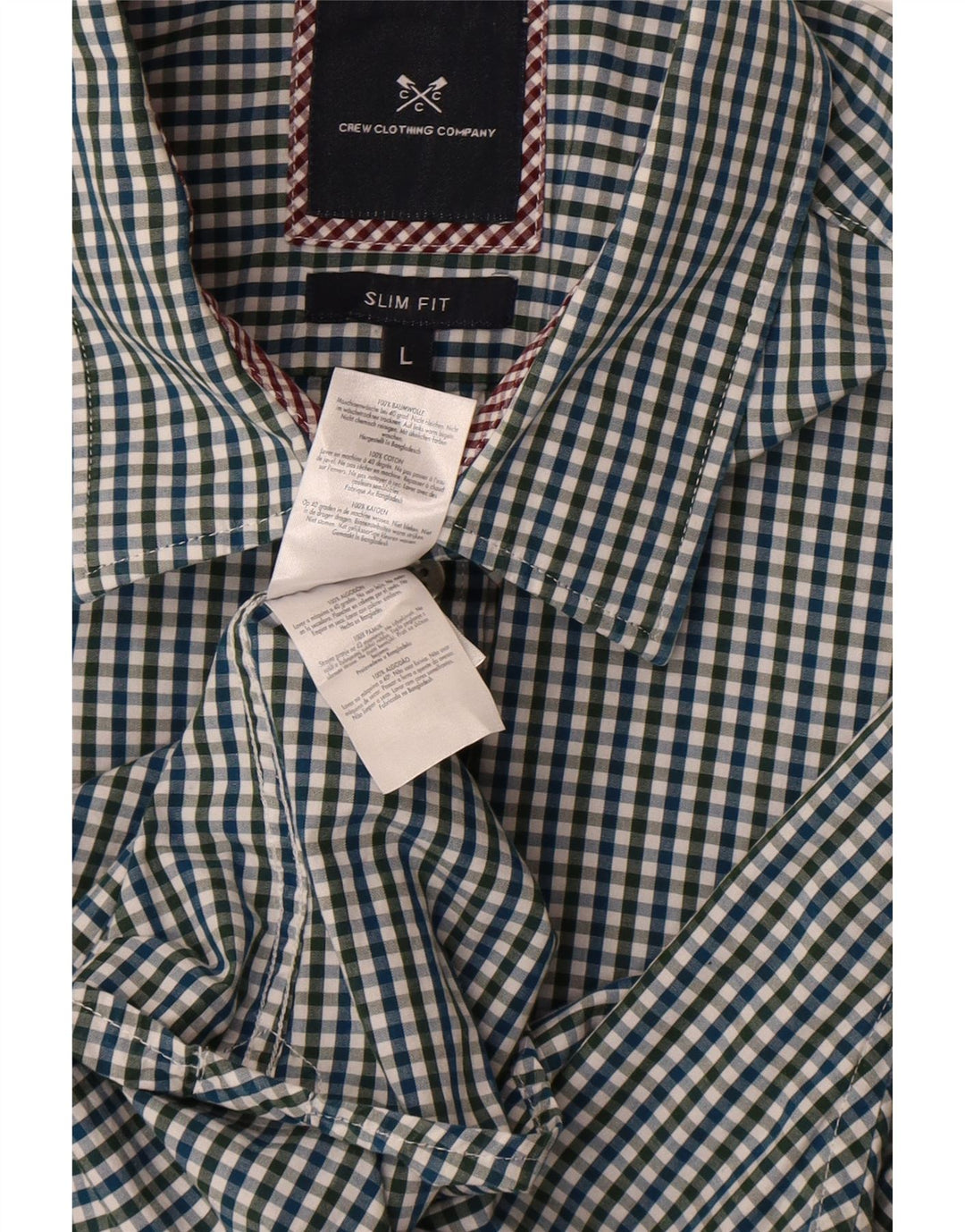 Crew Clothing Chemise cintrée pour homme en coton vichy multicolore