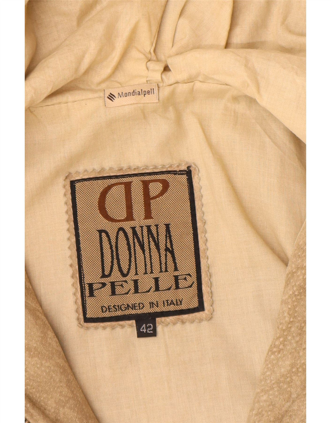 Donna Pelle Veste Bomber À Capuche Femme IT 42 Beige Moyen Imprimé Animal