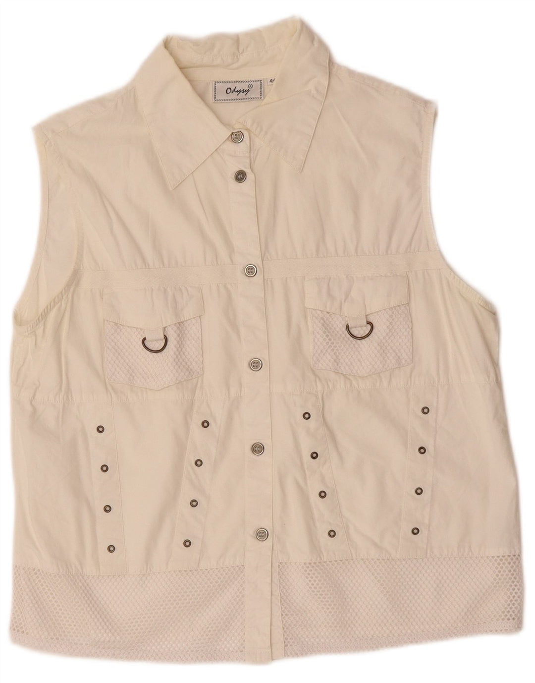 VINTAGE Gilet utilitaire femme IT 44 coton blanc moyen