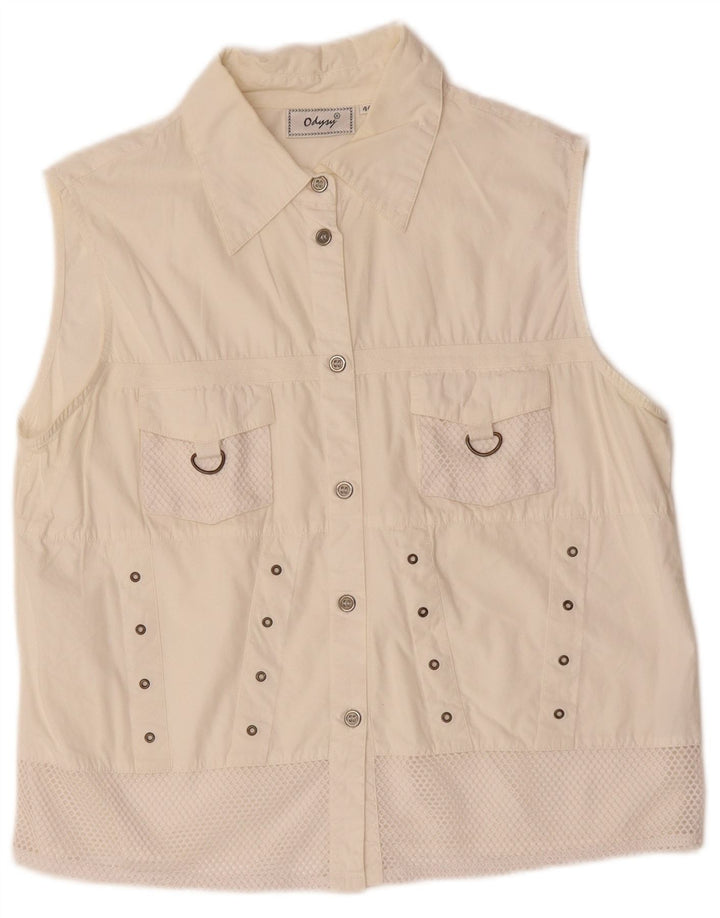 VINTAGE Gilet utilitaire femme IT 44 coton blanc moyen