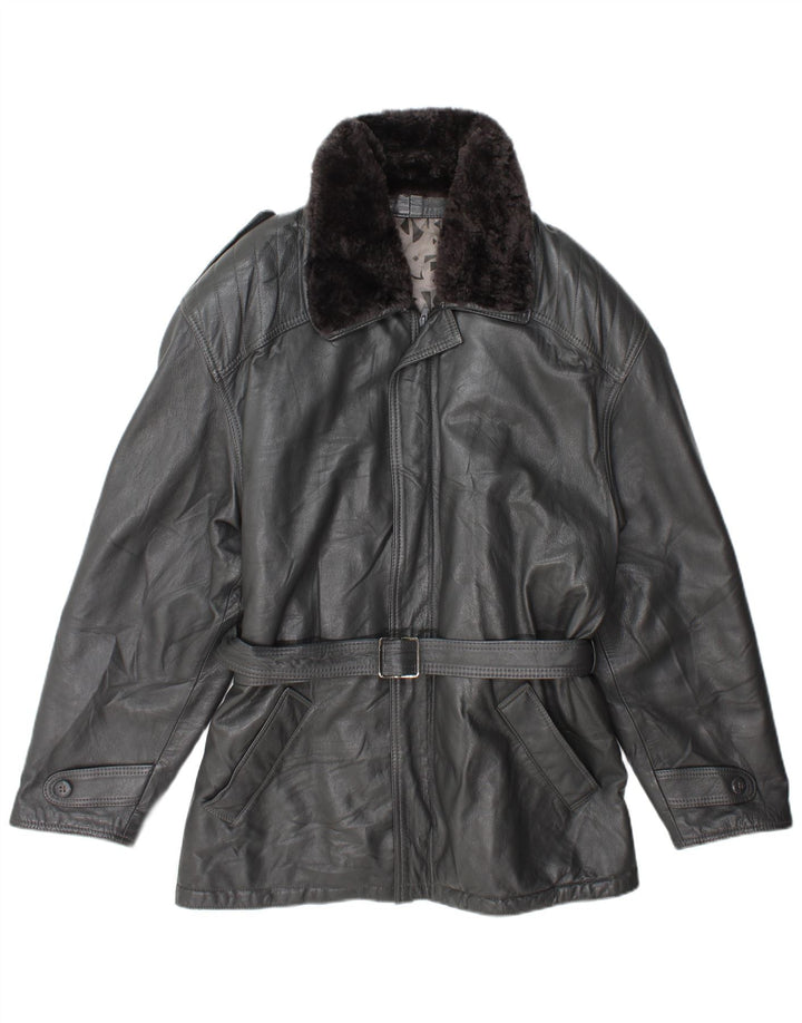 veste en cuir militaire vintage pour hommes IT 54 2XL Gris