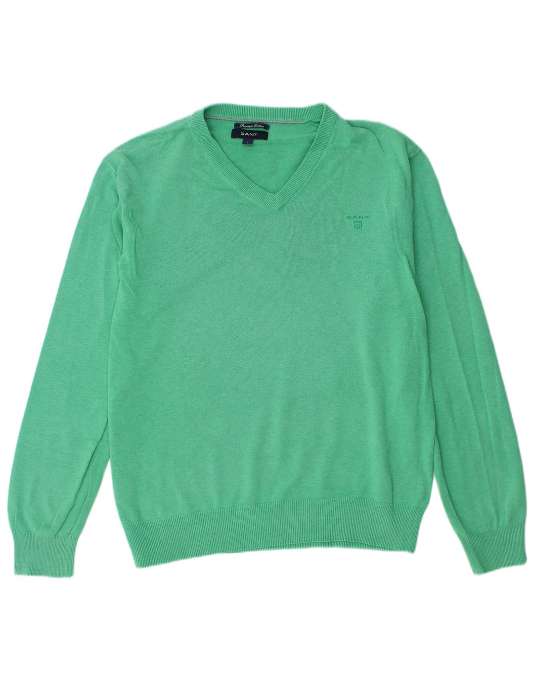 GANT Pull à col en V pour homme Large Vert Coton